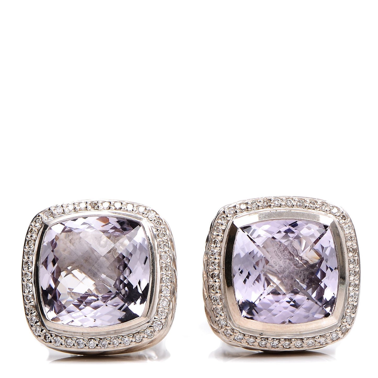 Sterling Silver Amethyst Diamond 14mm Albion Earrings