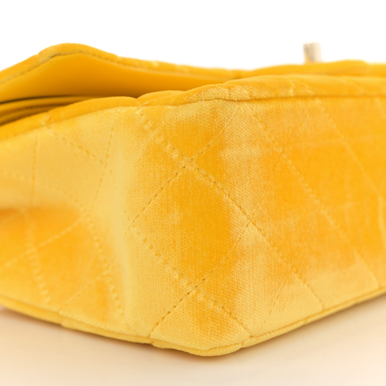 Chanel Velvet Quilted Medium Double Flap Yellow 9 of 12