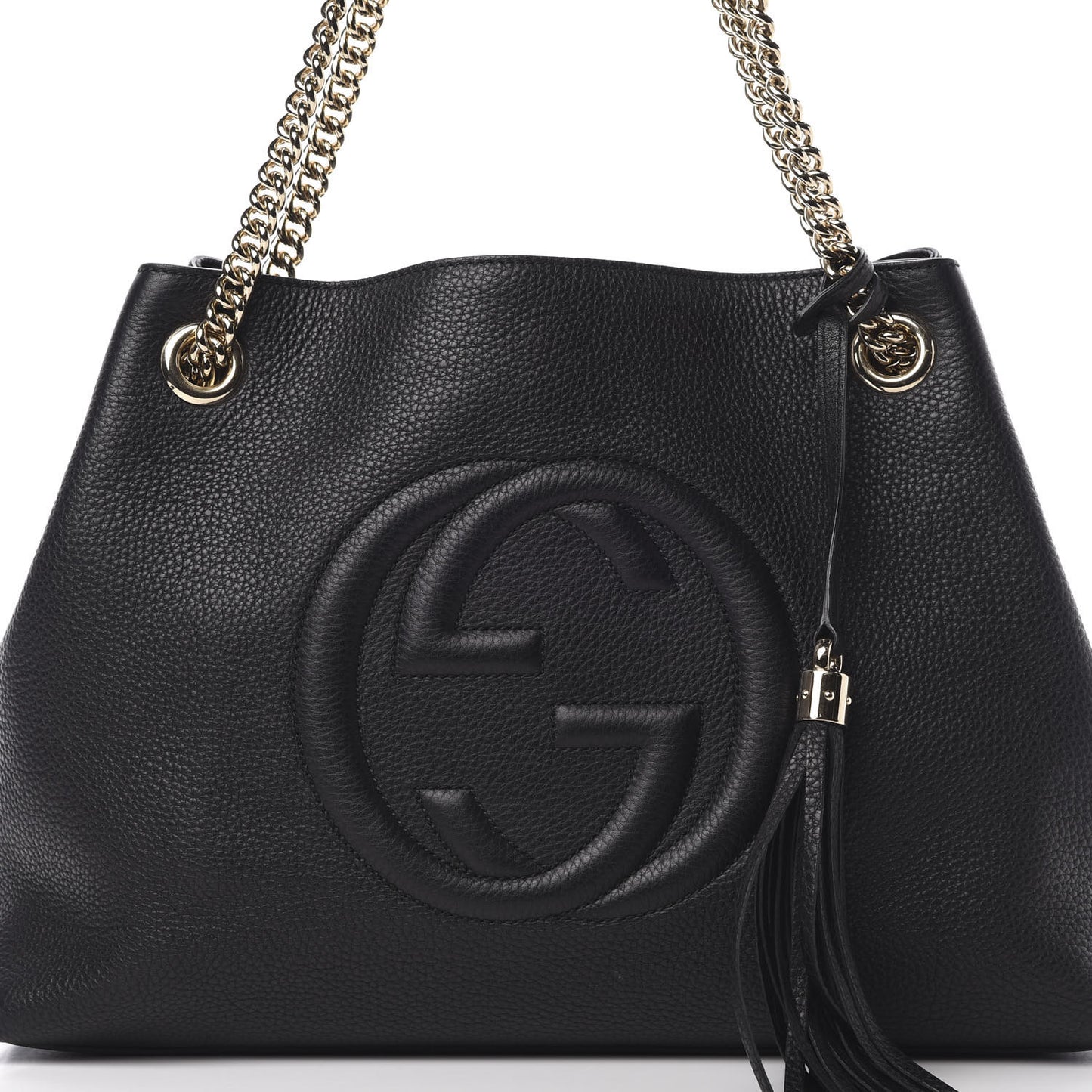 Pebbled Calfskin Medium Soho Chain Shoulder Bag Black