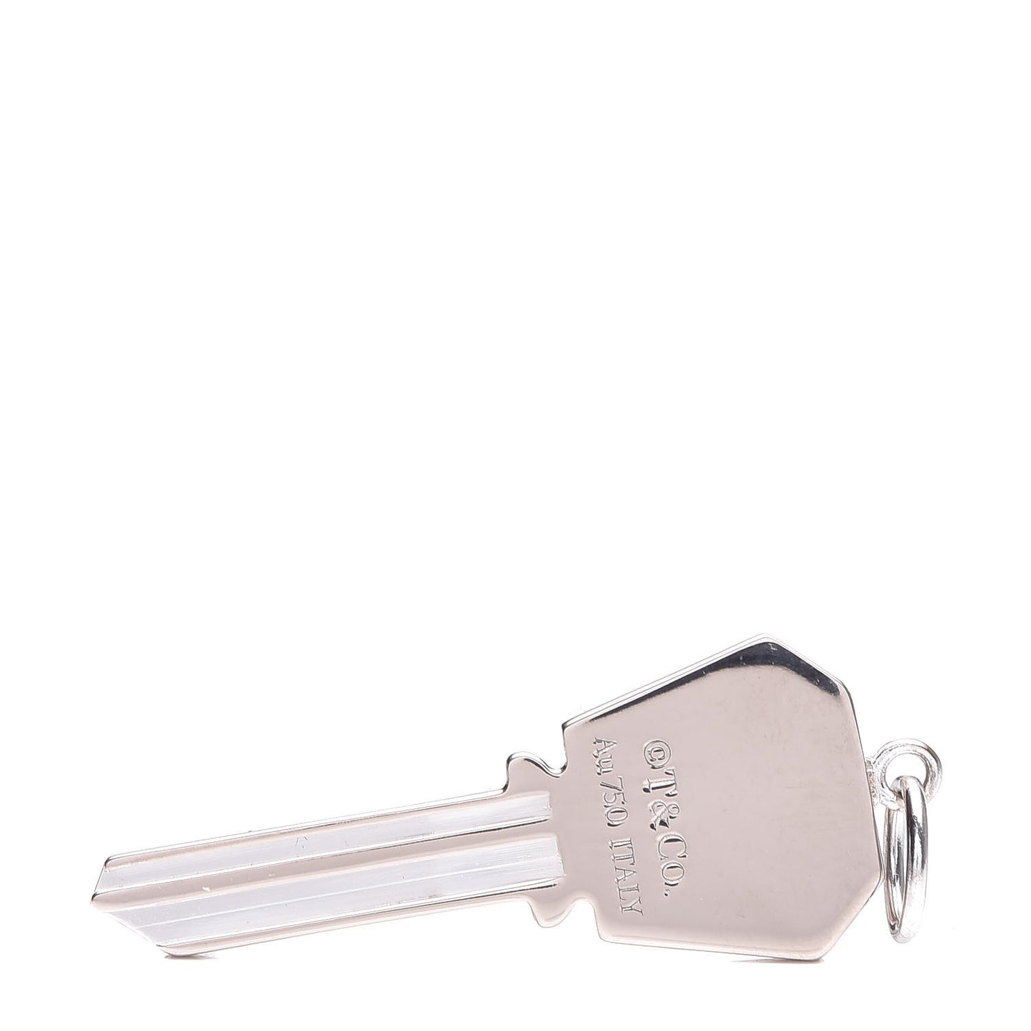 18K White Gold Diamond Small Modern Keys Hexagon Key Pendant