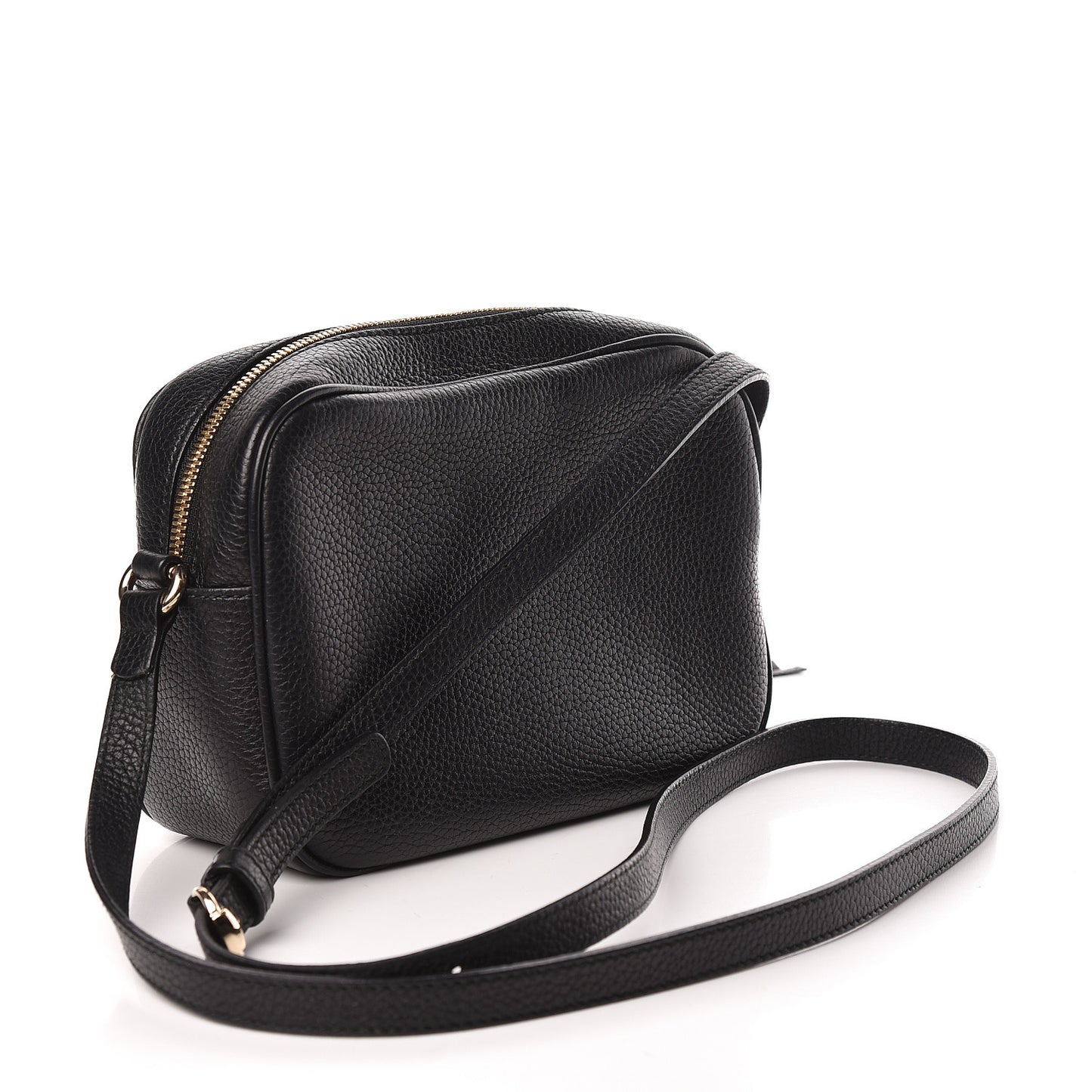 Pebbled Calfskin Small Soho Disco Bag Black