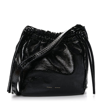 Proenza Schouler Crinkled Patent Calfskin Drawstring Pouch Black 1 of 8