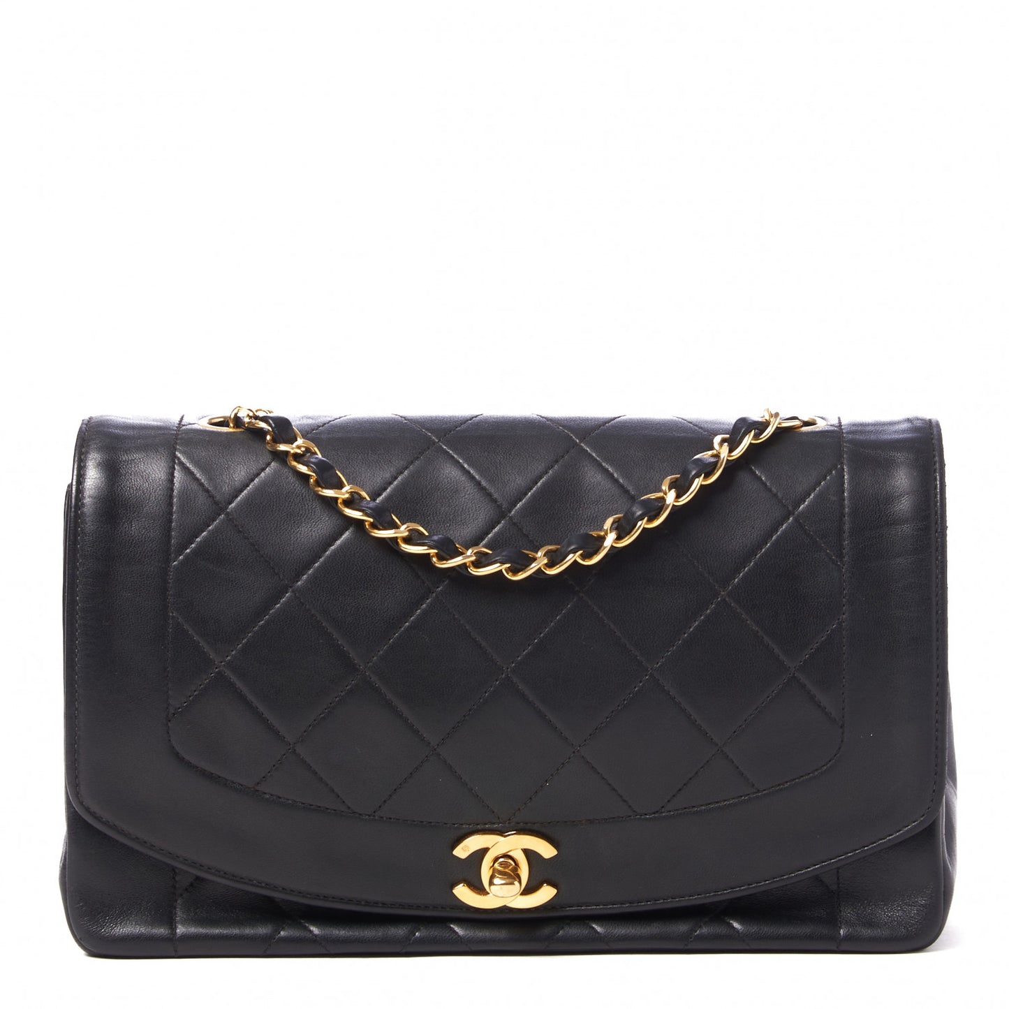 Lambskin Quilted Medium Single Flap Black