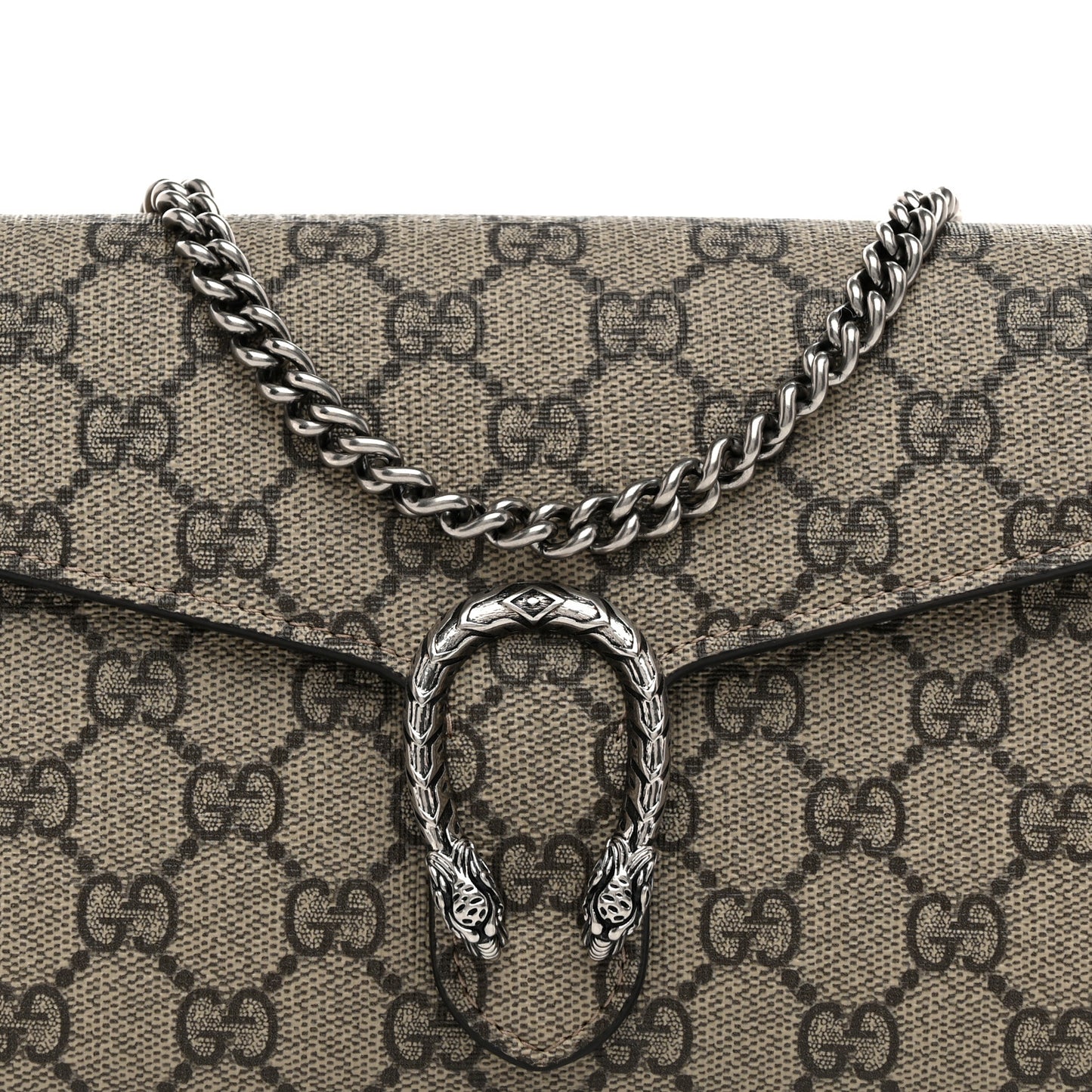 GG Supreme Monogram Mini Dionysus Chain Wallet Beige Taupe