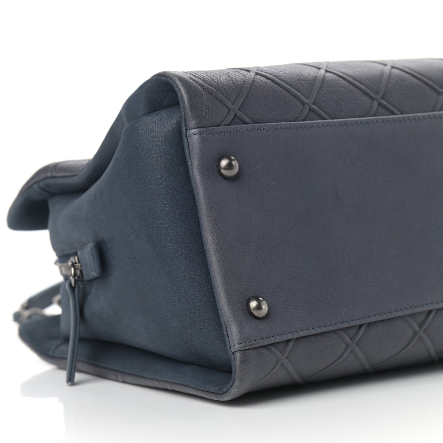 Calfskin Diamond Embossed Large CC Zip Shopping Tote Blue