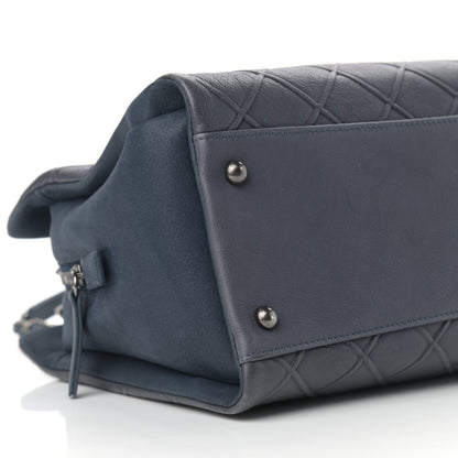 Chanel Calfskin Diamond Embossed Large CC Zip Shopping Tote Blue 8 of 9
