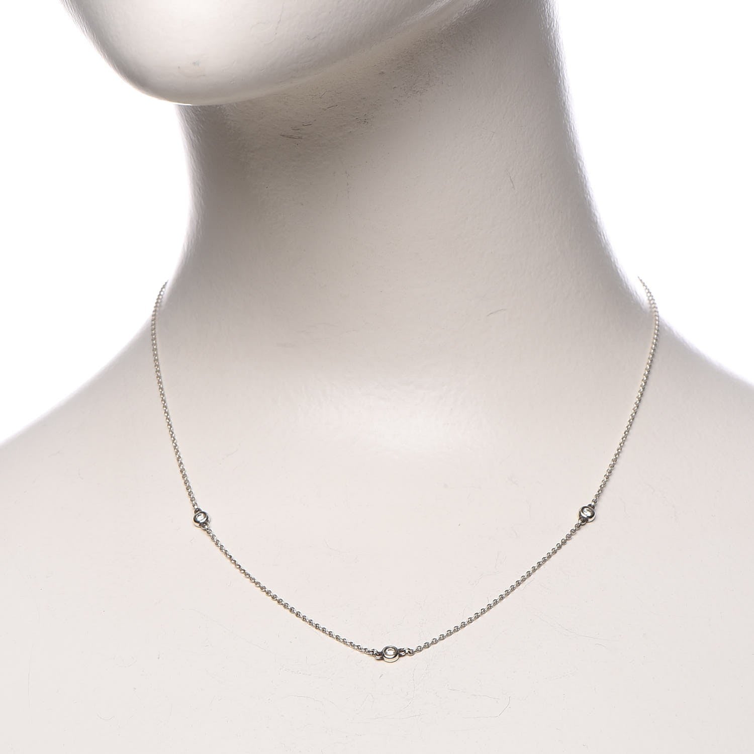 Tiffany Sterling Silver Diamond .09ctw Elsa Peretti Diamonds by the Yard Three Station Necklace 2 of 9