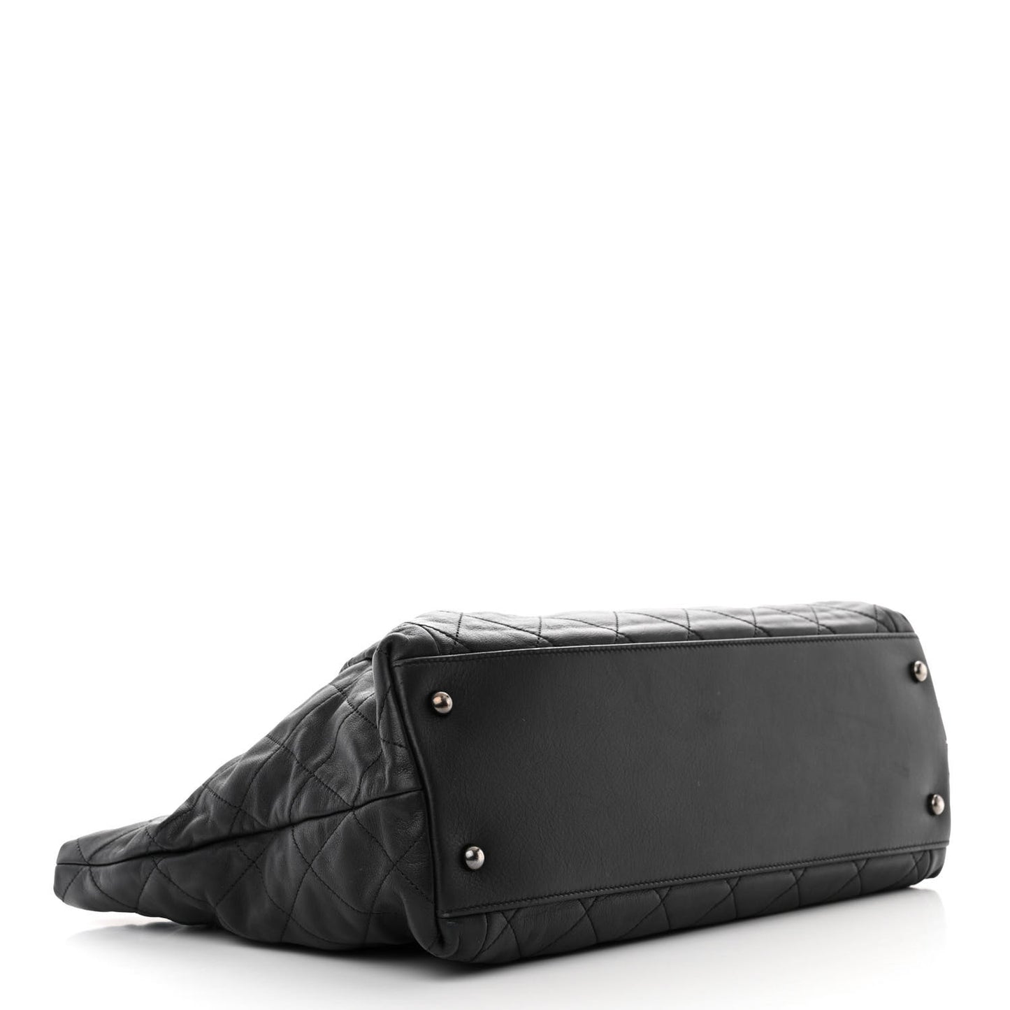 Calfskin Quilted Large Coco Pleats Tote Black