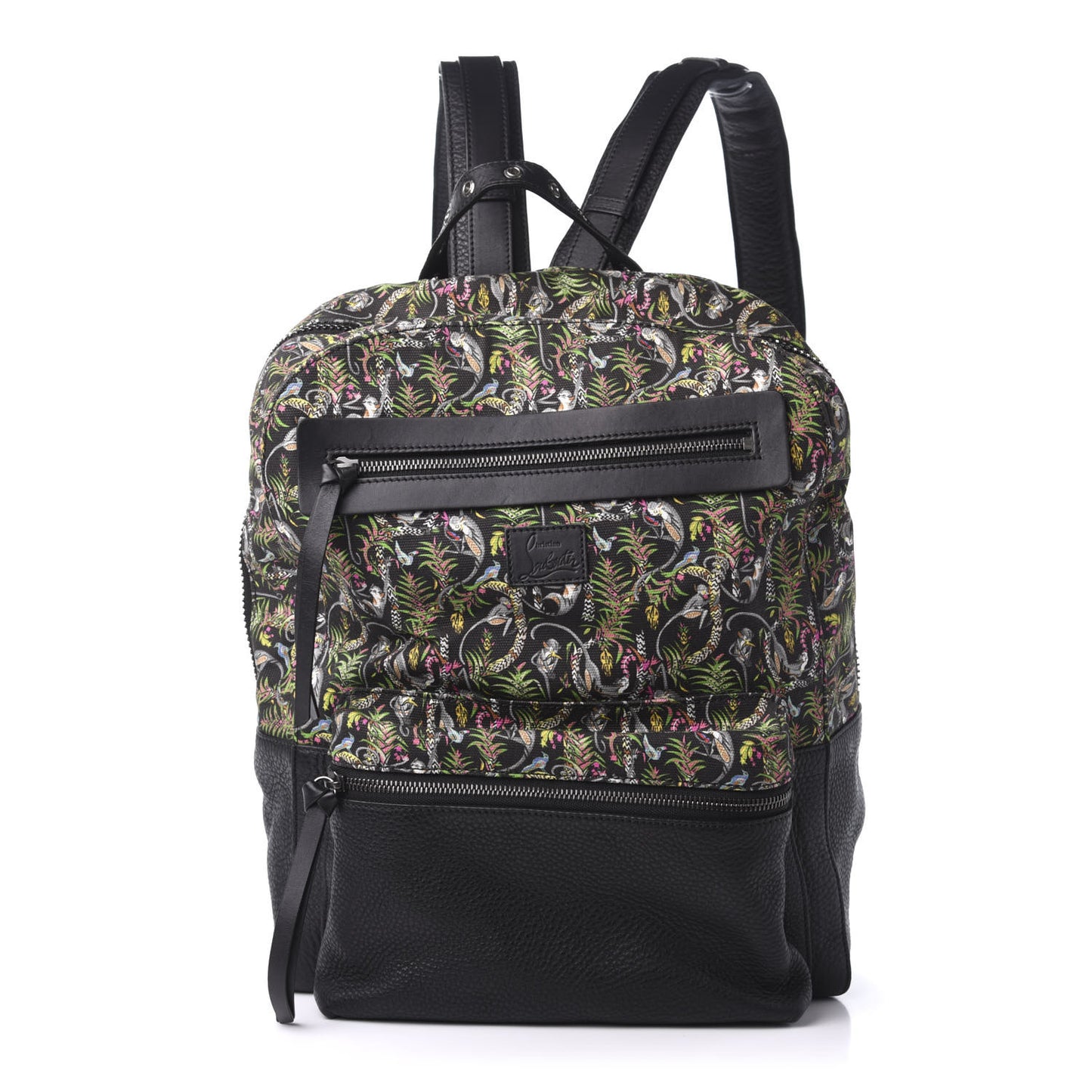 Calfskin Canvas Loubi Jungle Print Aliosha Backpack Black