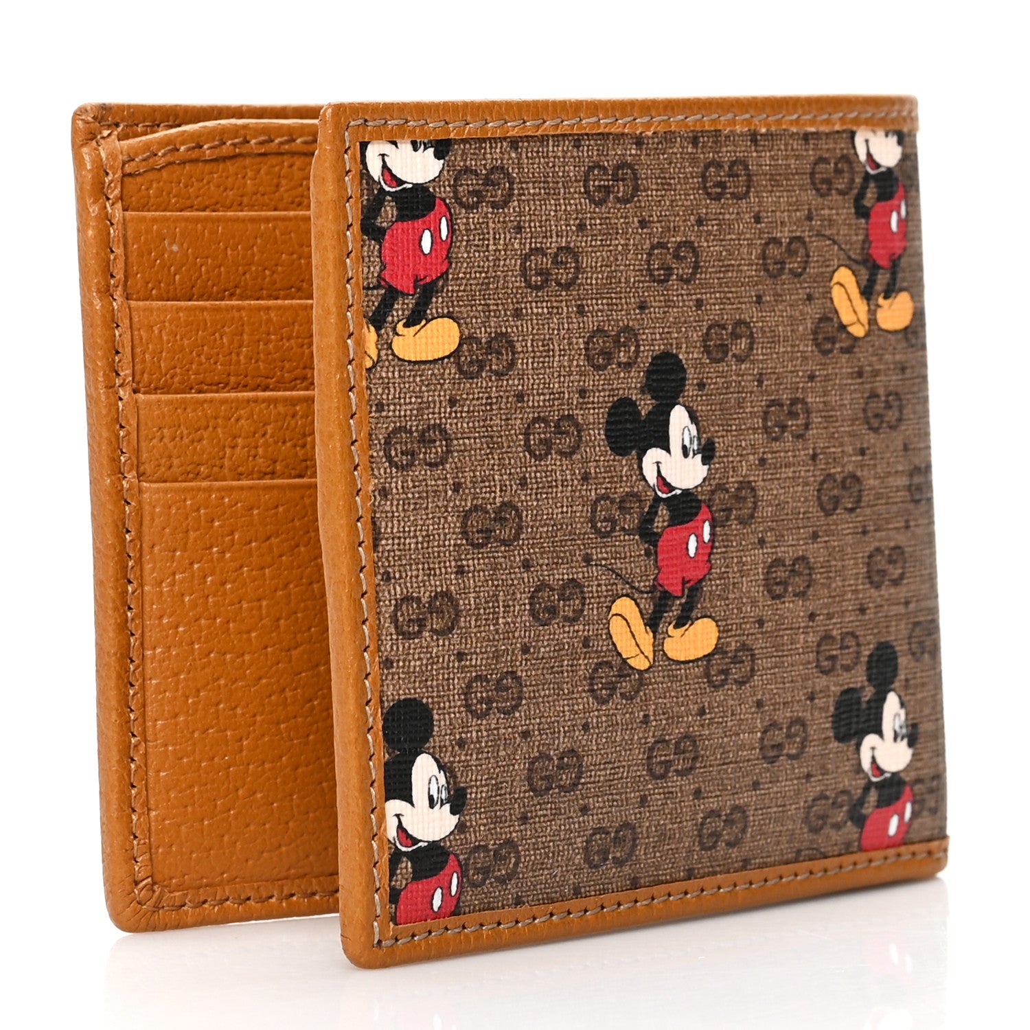 Gucci X DISNEY Mini Vintage GG Supreme Monogram Mickey Mouse Wallet Beige Vintage Sun Oil 3 of 6