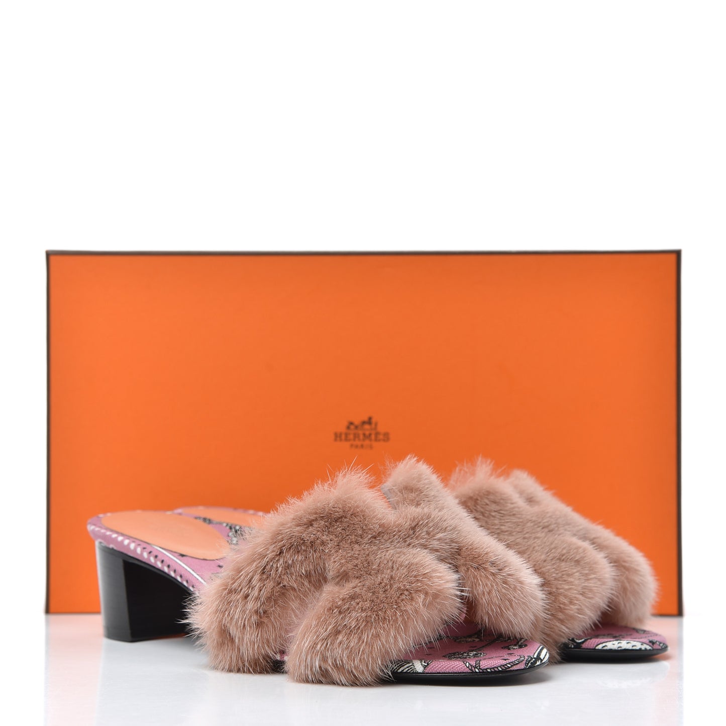 Mink Fur Oasis Sandals 36.5 Granit Rose