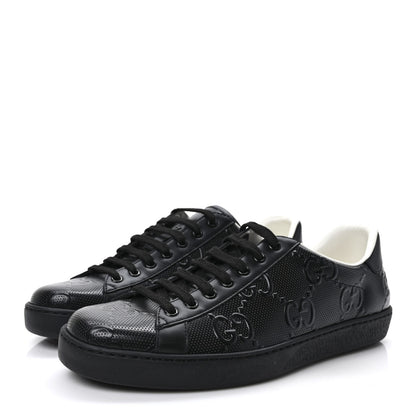 Gucci Calfskin GG Tennis Embossed Mens Ace Sneakers 9 Black 3 of 9