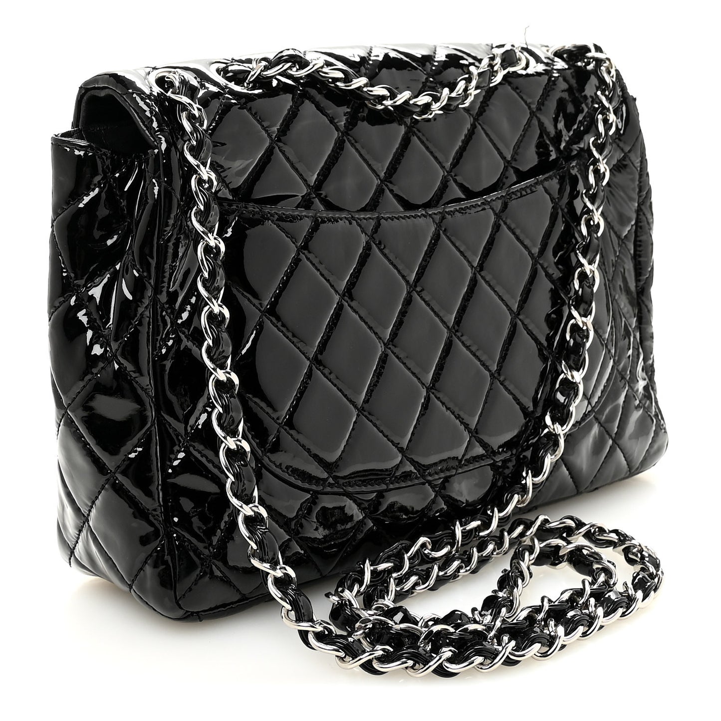 Patent Quilted Jumbo Single Flap Black