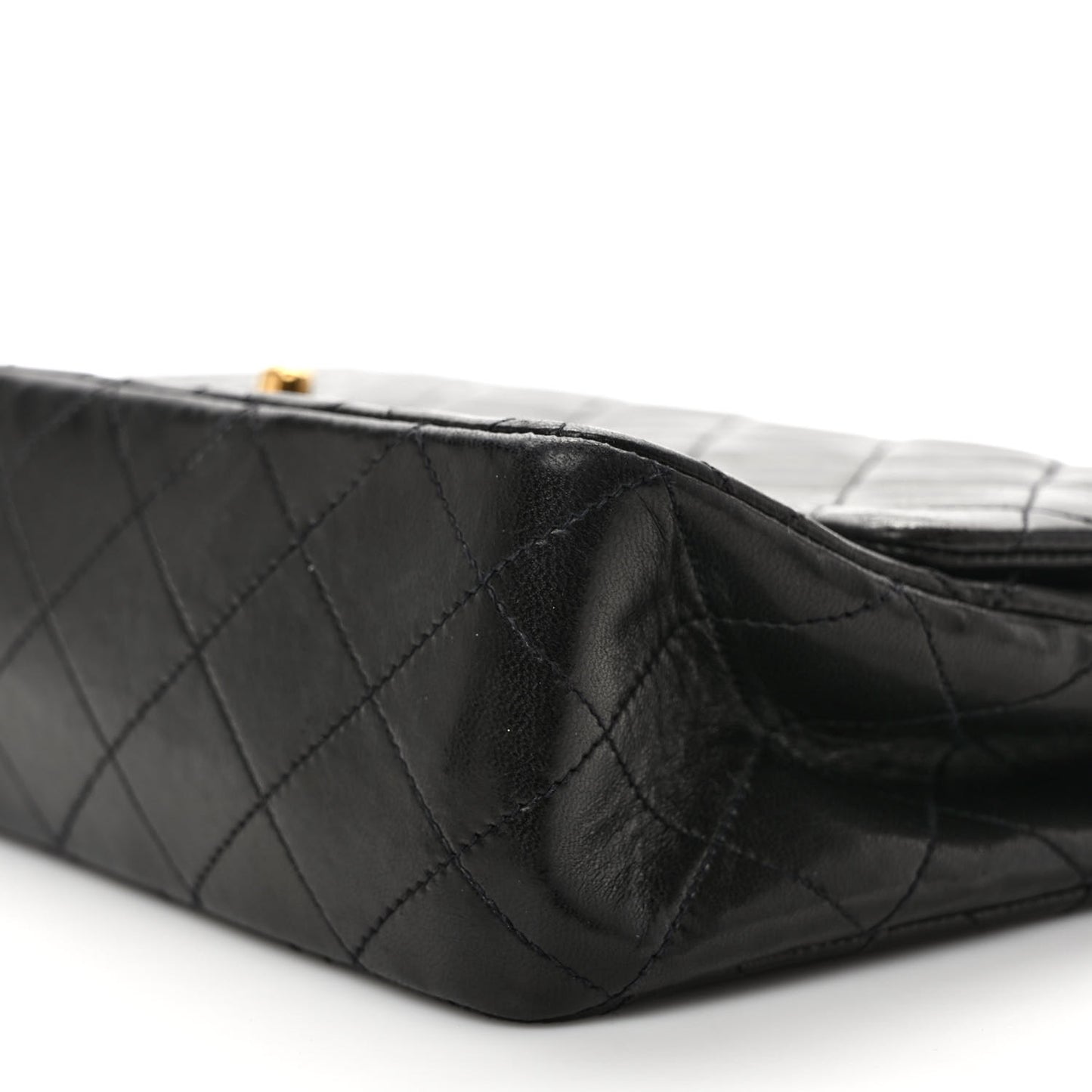 Lambskin Quilted Medium Double Flap Black