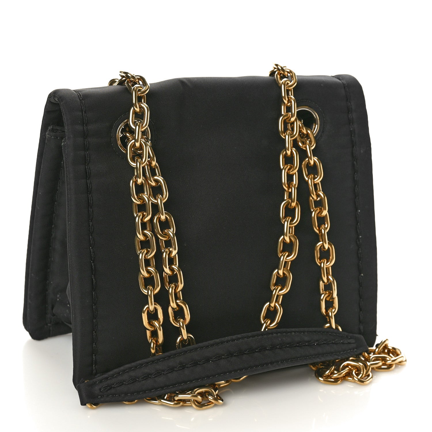 Prada Tessuto Nylon Chain Flap Shoulder Bag Black 2 of 10