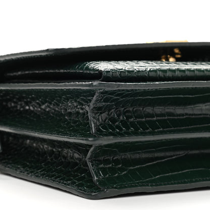 Saint Laurent Calfskin Crocodile Embossed Medium Monogram Sunset Dark Mint 7 of 8