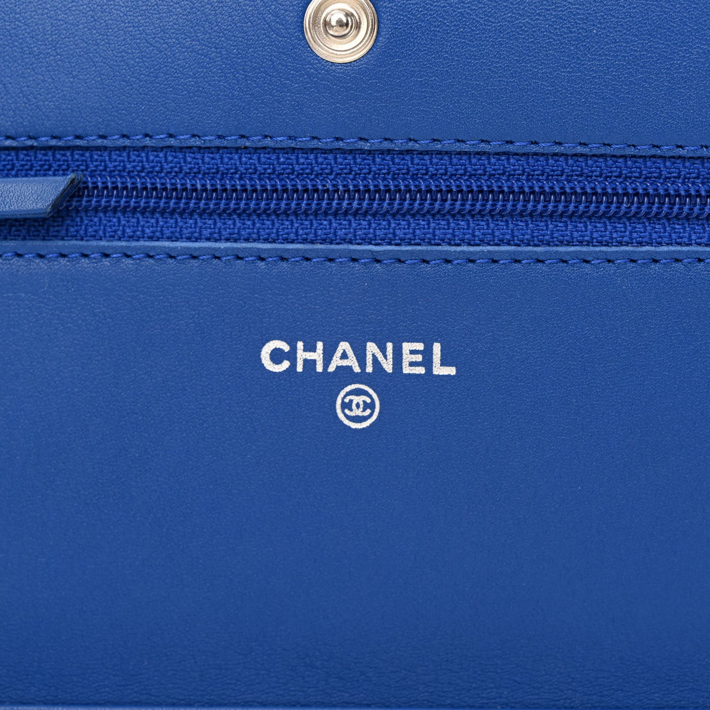 Patent Quilted Wallet On Chain WOC Dark Blue