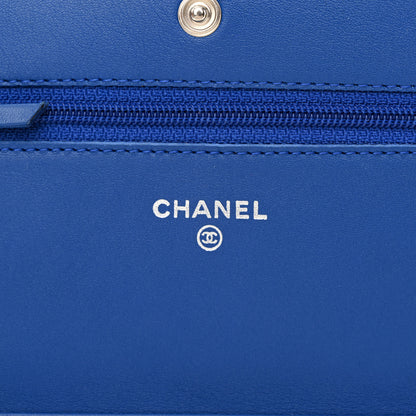 Chanel Patent Quilted Wallet On Chain WOC Dark Blue 6 of 13