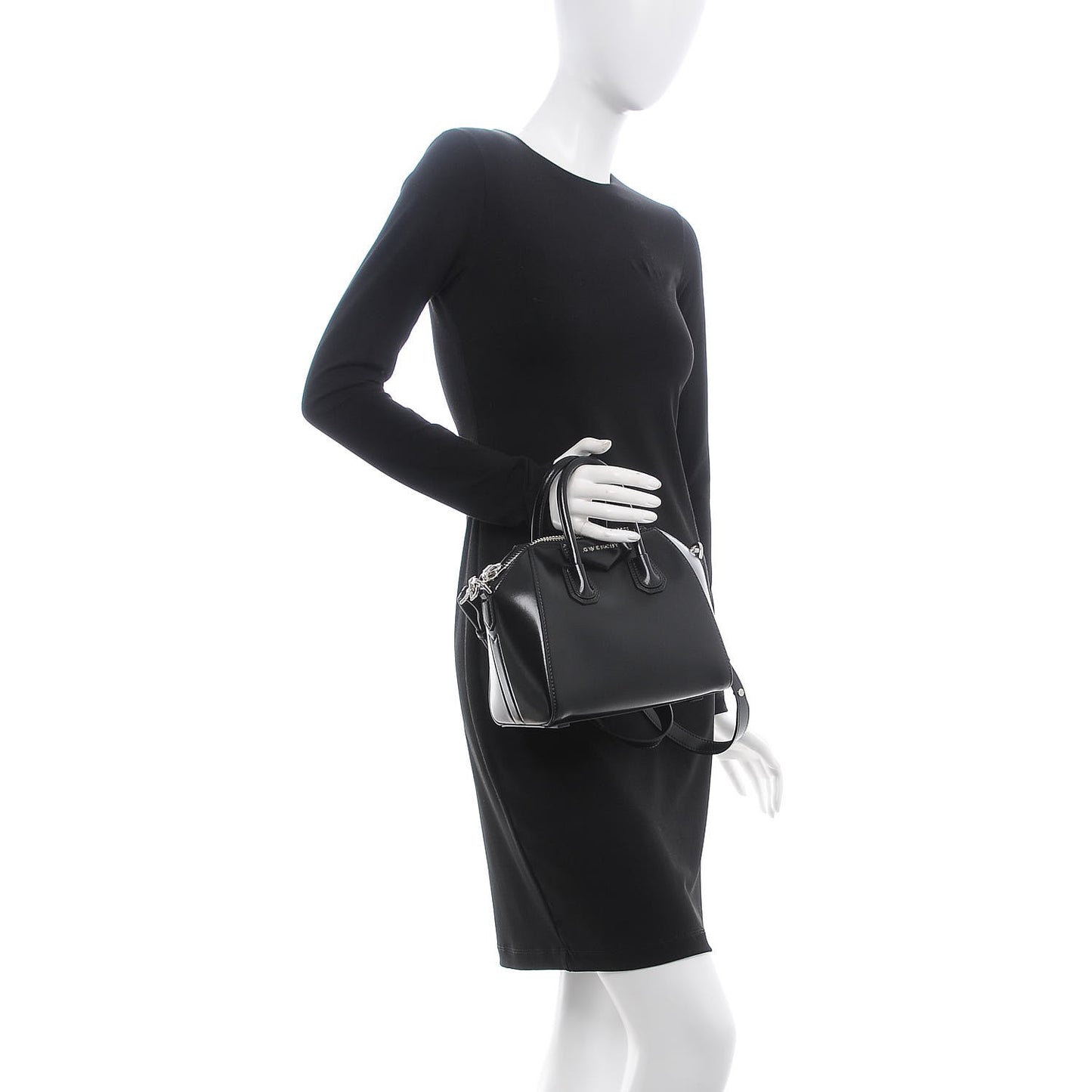 Shiny Lord Calfskin Mini Antigona Black