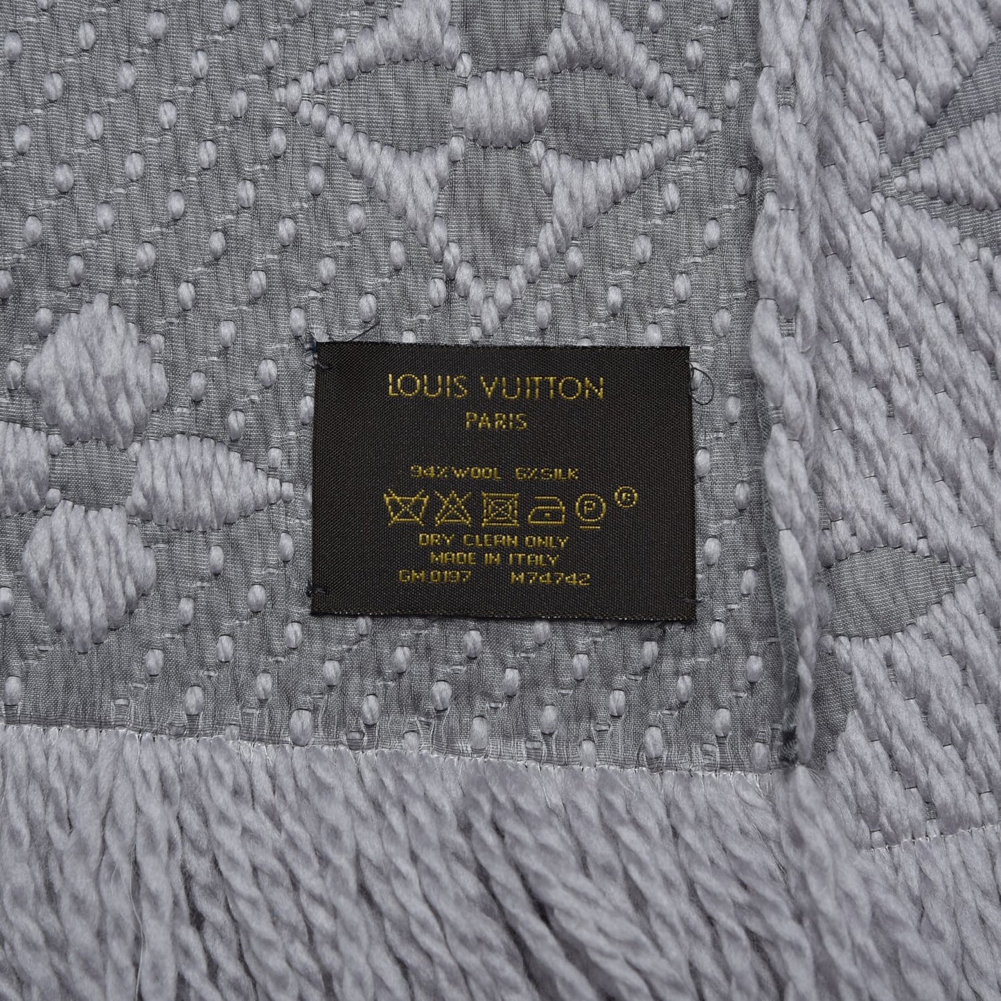 Wool Silk Logomania Scarf Pearl Grey