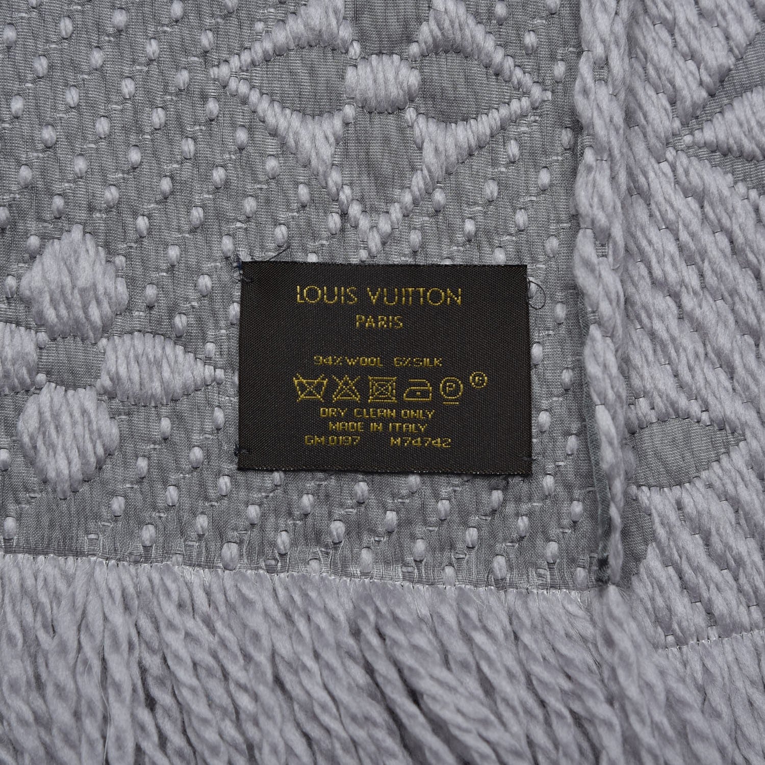Louis Vuitton Wool Silk Logomania Scarf Pearl Grey 4 of 5