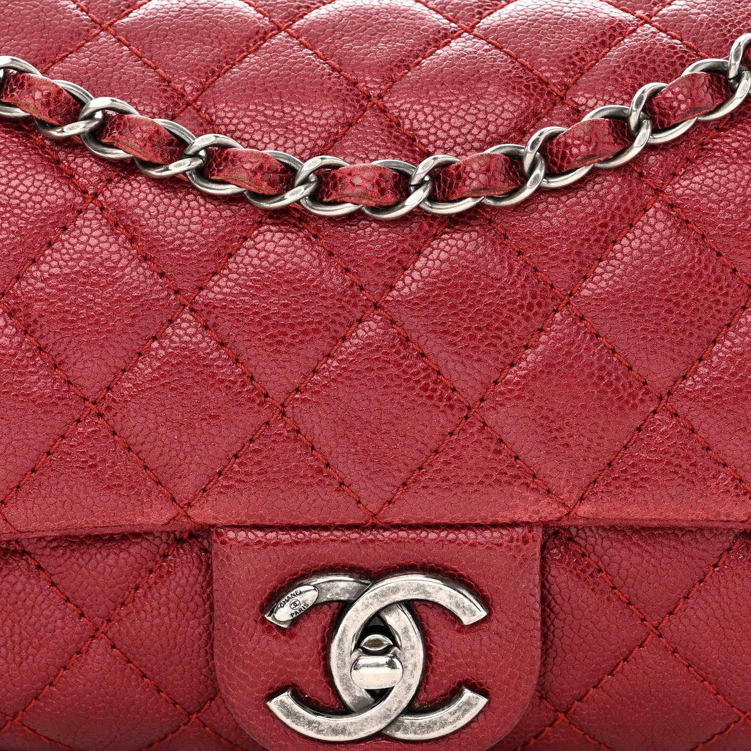 Chanel Caviar Quilted Jumbo Easy Flap Red 8 of 12