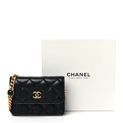 Chanel Lambskin Resin Quilted Clutch With Chain Black 11 of 11