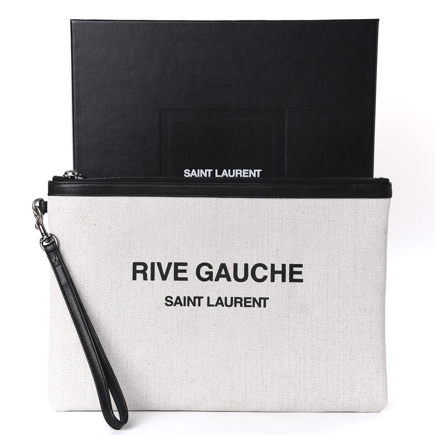 Linen Canvas Rive Gauche Zipped Pouch Optic White