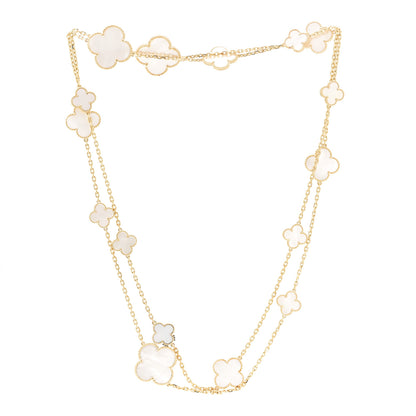 Van Cleef & Arpels 18K Yellow Gold Mother of Pearl 16 Motifs Magic Alhambra Necklace 3 of 4