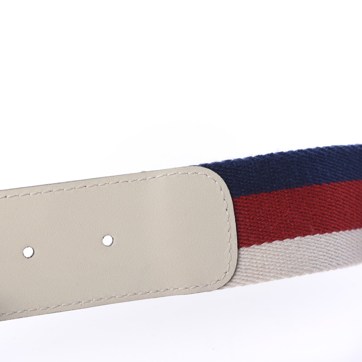 Gucci Nylon Calfskin Sylvie Web Double G 40mm Belt 80 32 Mystic White Hibiscus Red Maritime 5 of 8