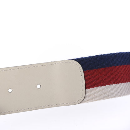 Gucci Nylon Calfskin Sylvie Web Double G 40mm Belt 80 32 Mystic White Hibiscus Red Maritime 5 of 8
