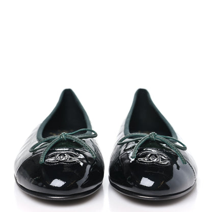 Chanel Patent Calfskin Crocodile Embossed Ballerina Flats 41 Dark Green Black 40 Dark Green Black 3 of 10