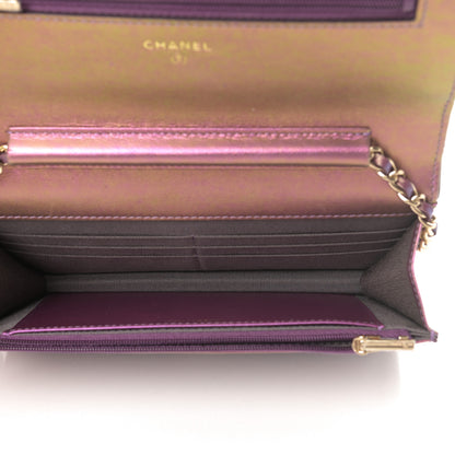 Chanel Iridescent Lambskin Quilted Wallet On Chain WOC Purple 5 of 12