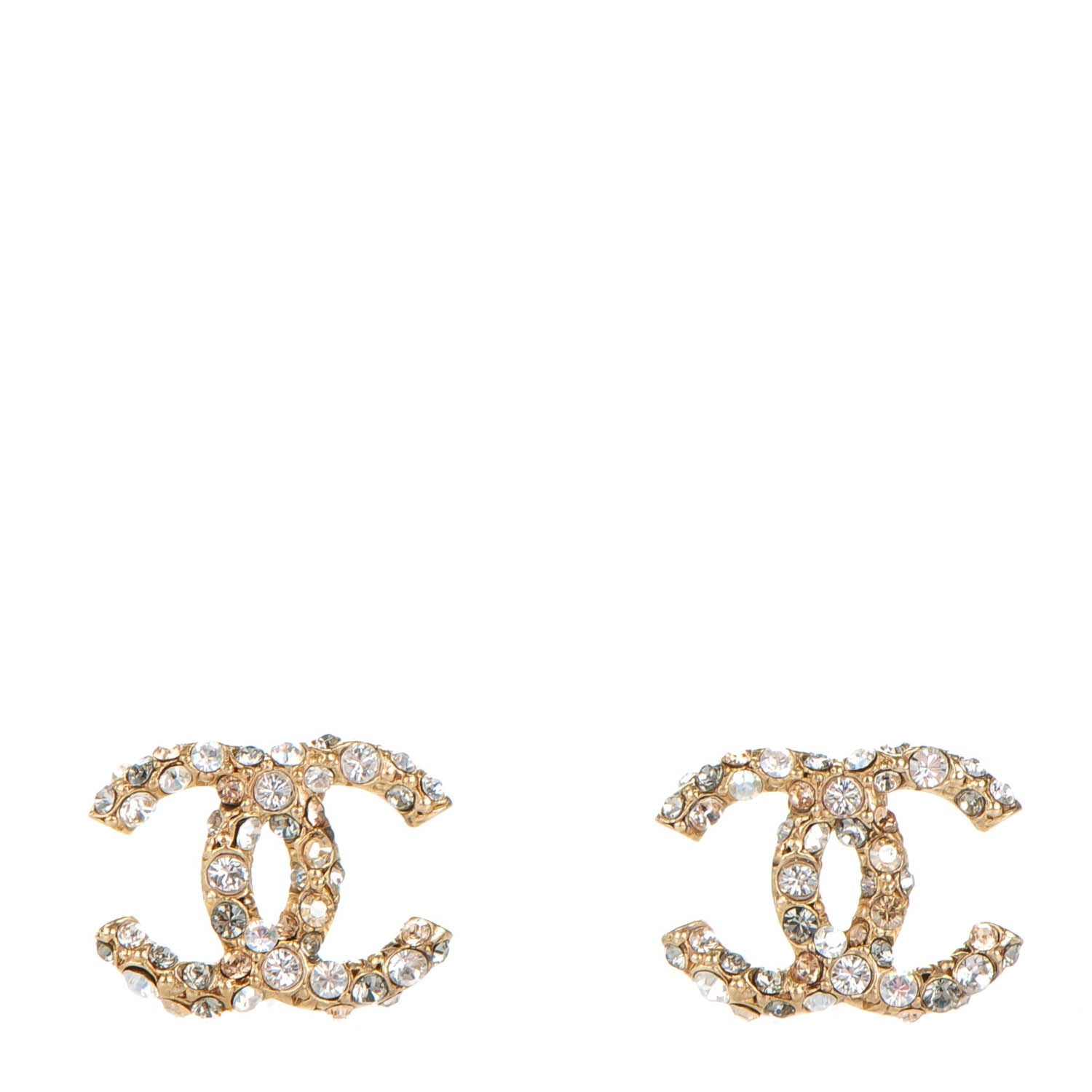 Chanel Crystal CC Earrings Gold 1 of 4
