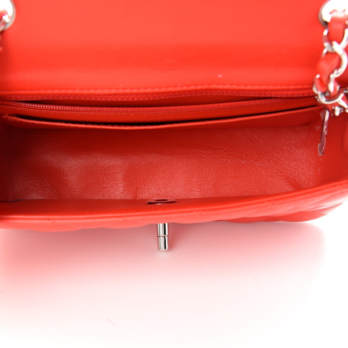 Lambskin Quilted Mini Rectangular Flap Red