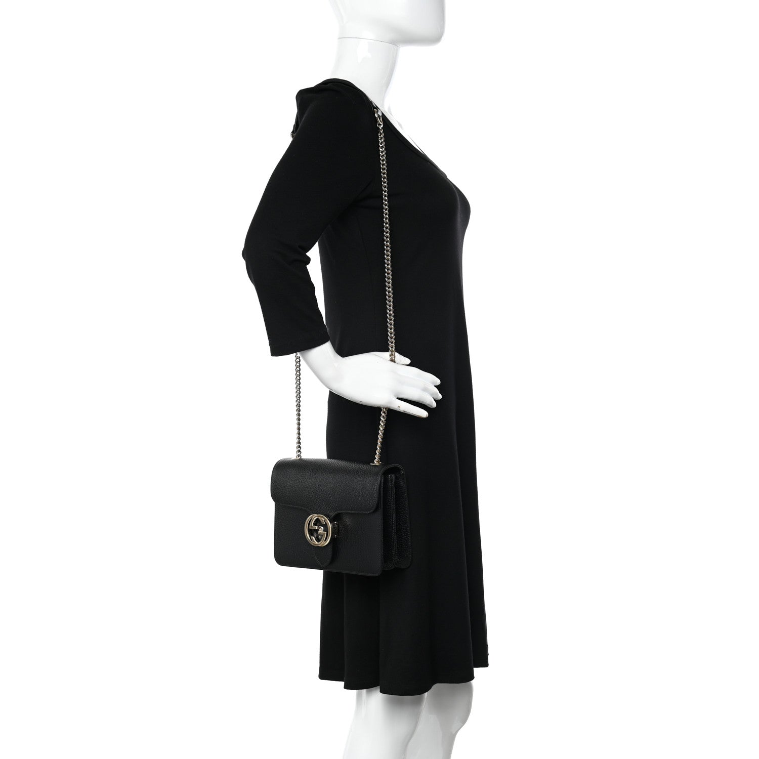 Gucci Dollar Calfskin Small Interlocking G Shoulder Bag Black 2 of 11