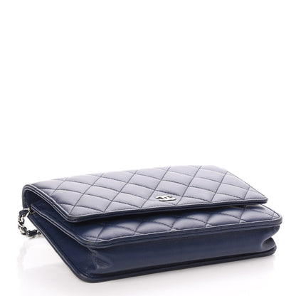 Chanel Lambskin Quilted Wallet On Chain WOC Navy Blue 4 of 9