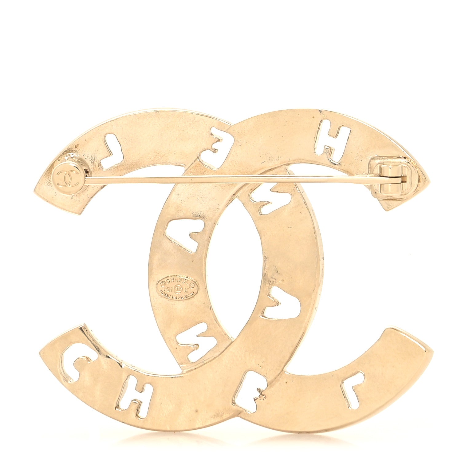 Chanel Crystal Pearl Coco CC Logo Brooch Gold 3 of 4
