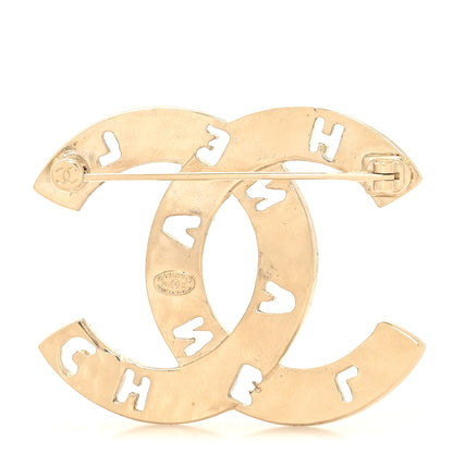 Chanel Crystal Pearl Coco CC Logo Brooch Gold 3 of 4