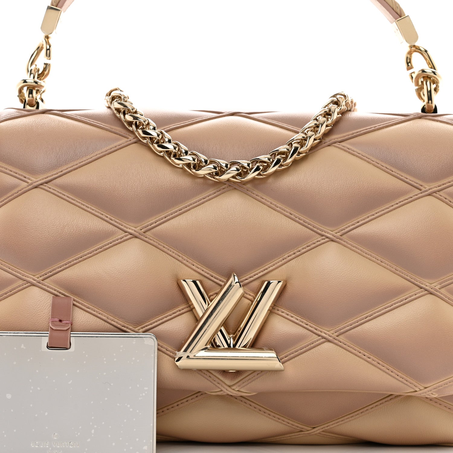 Louis Vuitton Lambskin Malletage Top Handle GO-14 MM Beige Rose 9 of 10