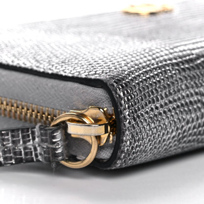 Gucci Laminated Lizard GG Marmont Zip-Around Wallet Silver 8 of 13