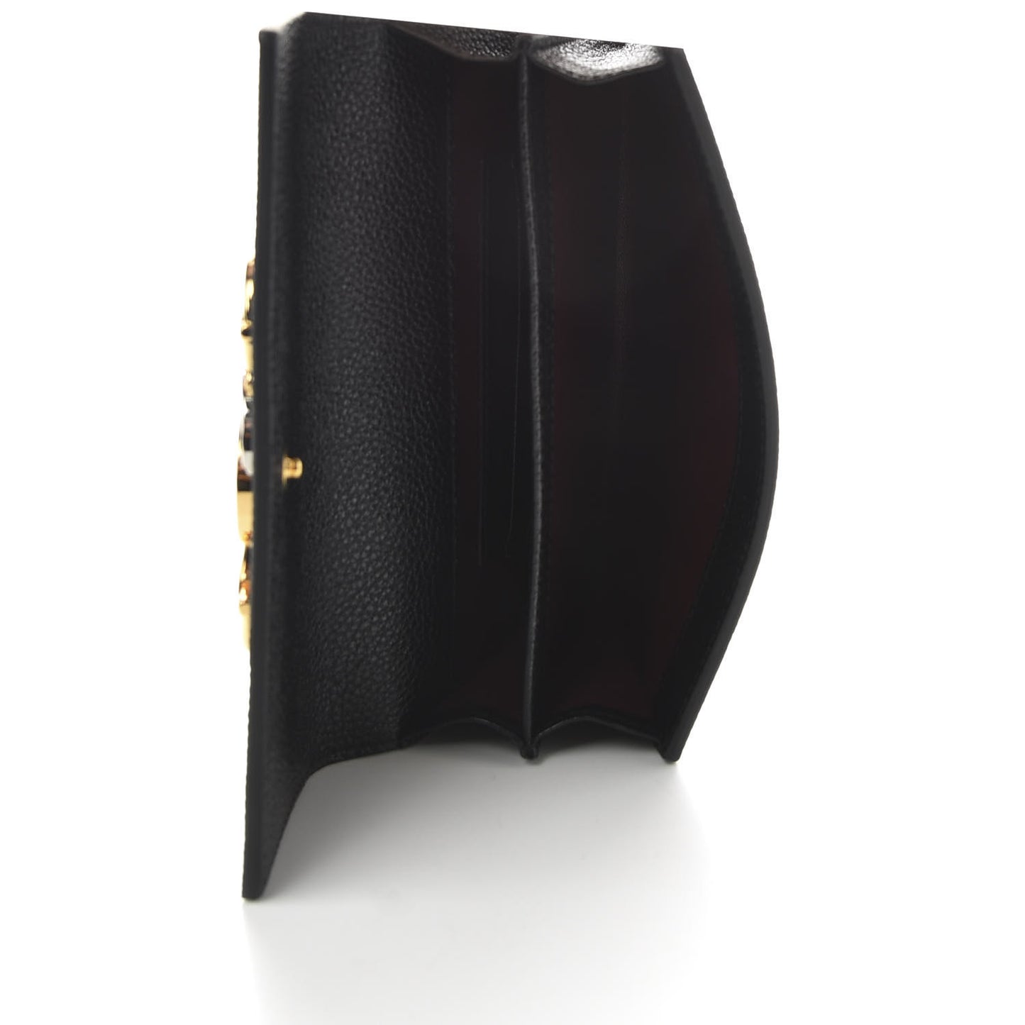 Grainy Calfskin Zumi Flap Card Case Black