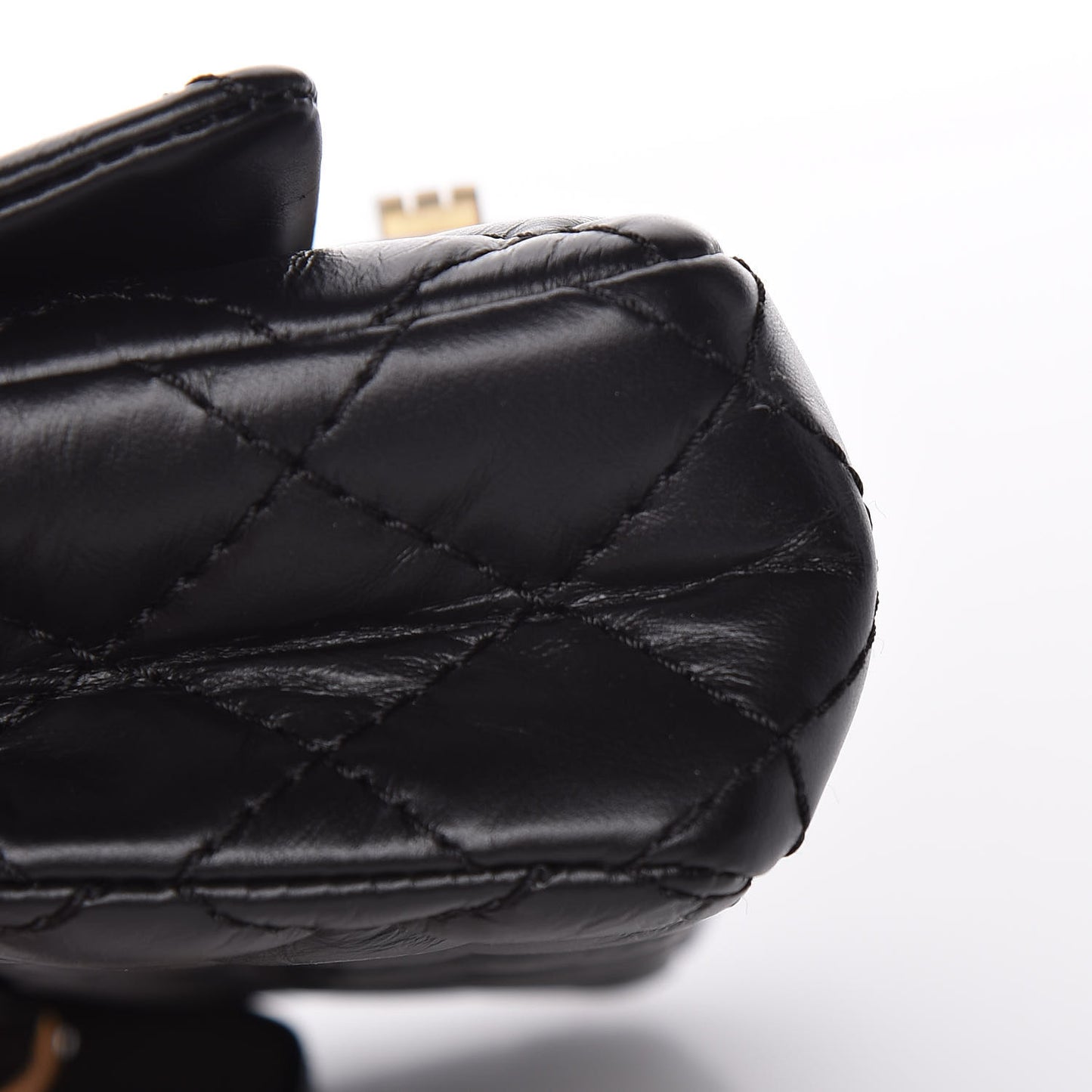 Aged Calfskin Quilted 2.55 Reissue Flap Belt Bag Clutch Black