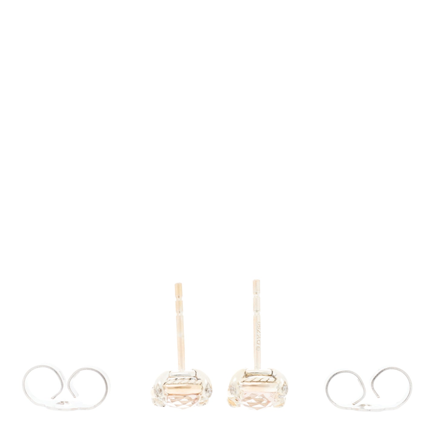 18K Rose Gold Sterling Silver Diamond Morganite 5mm Petite Chatelaine Bezel Earrings