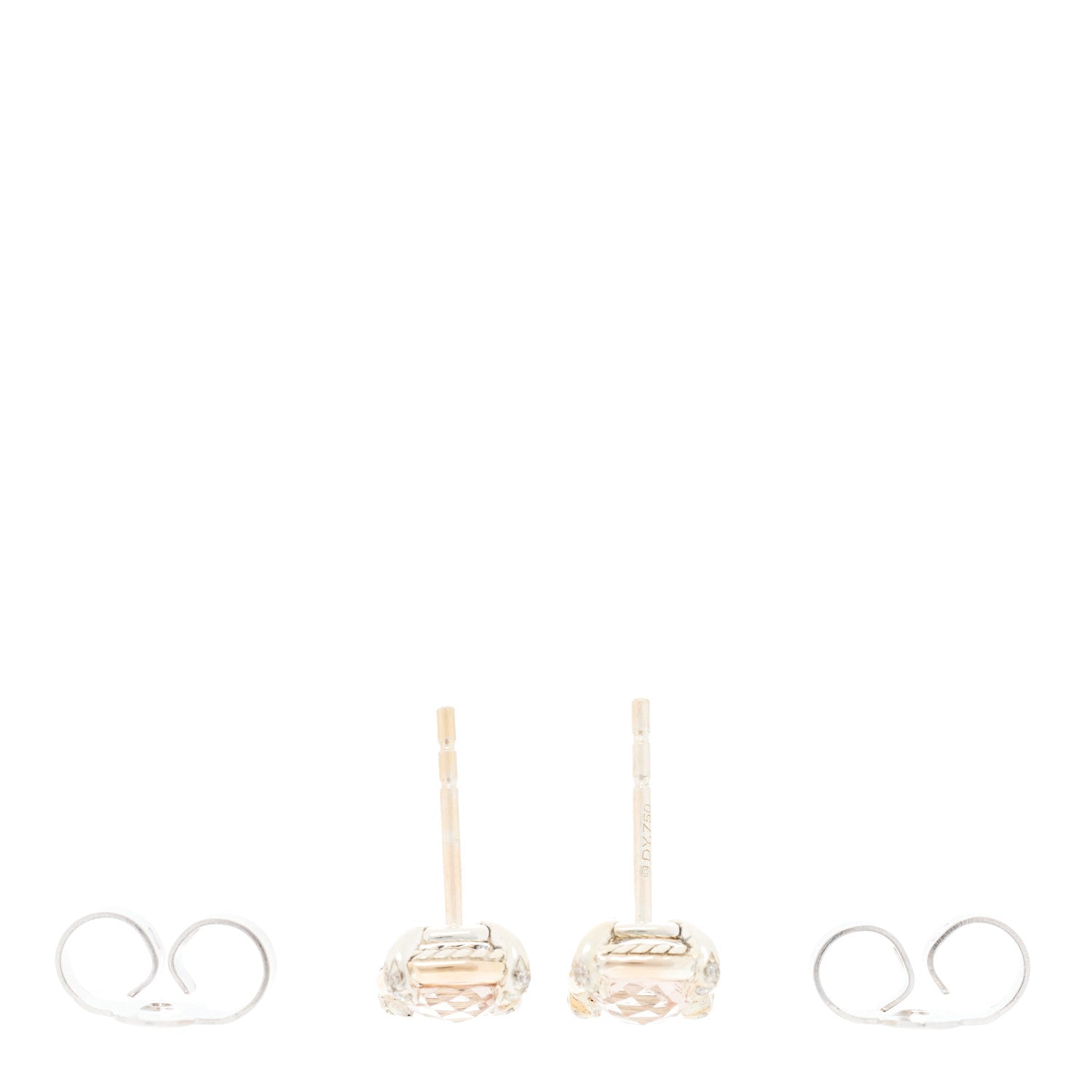 David Yurman 18K Rose Gold Sterling Silver Diamond Morganite 5mm Petite Chatelaine Bezel Earrings 3 of 4