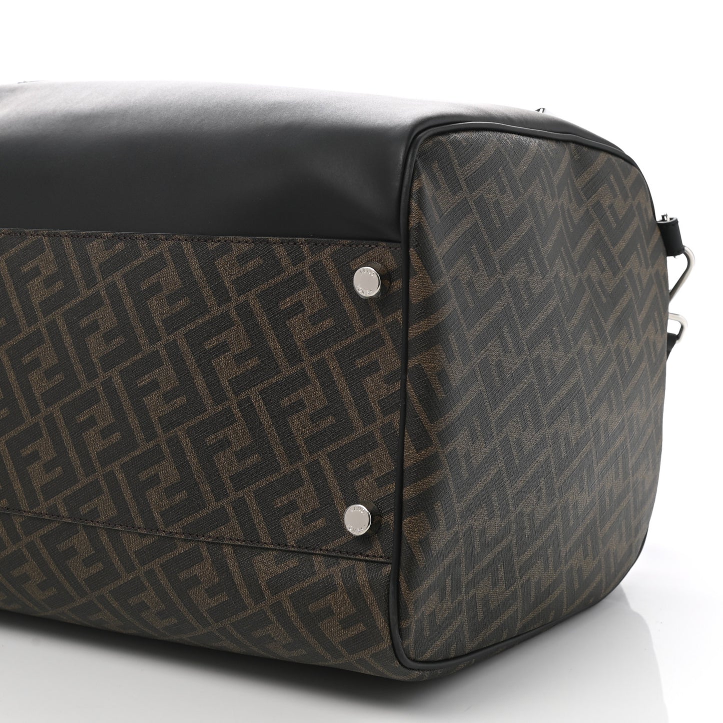 Glazed Fabric Vitello Liberty FF 1974 Diagonal Duffle Bag Tobacco Moresco Black