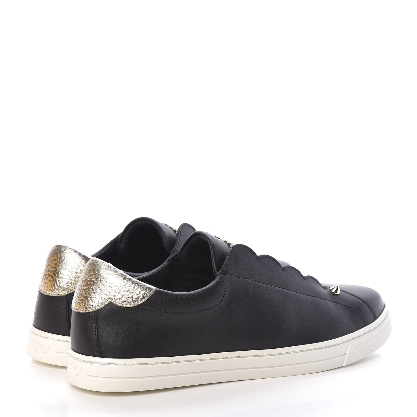 Vitello Lurex Rockoclick Slip On Sneakers 39.5 Black Gold