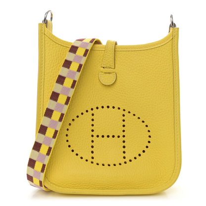 Hermes Taurillon Clemence Quadrille Evelyne TPM Lime Citron Rouge H Mauve Sylvestre Lime Citron 1 of 10