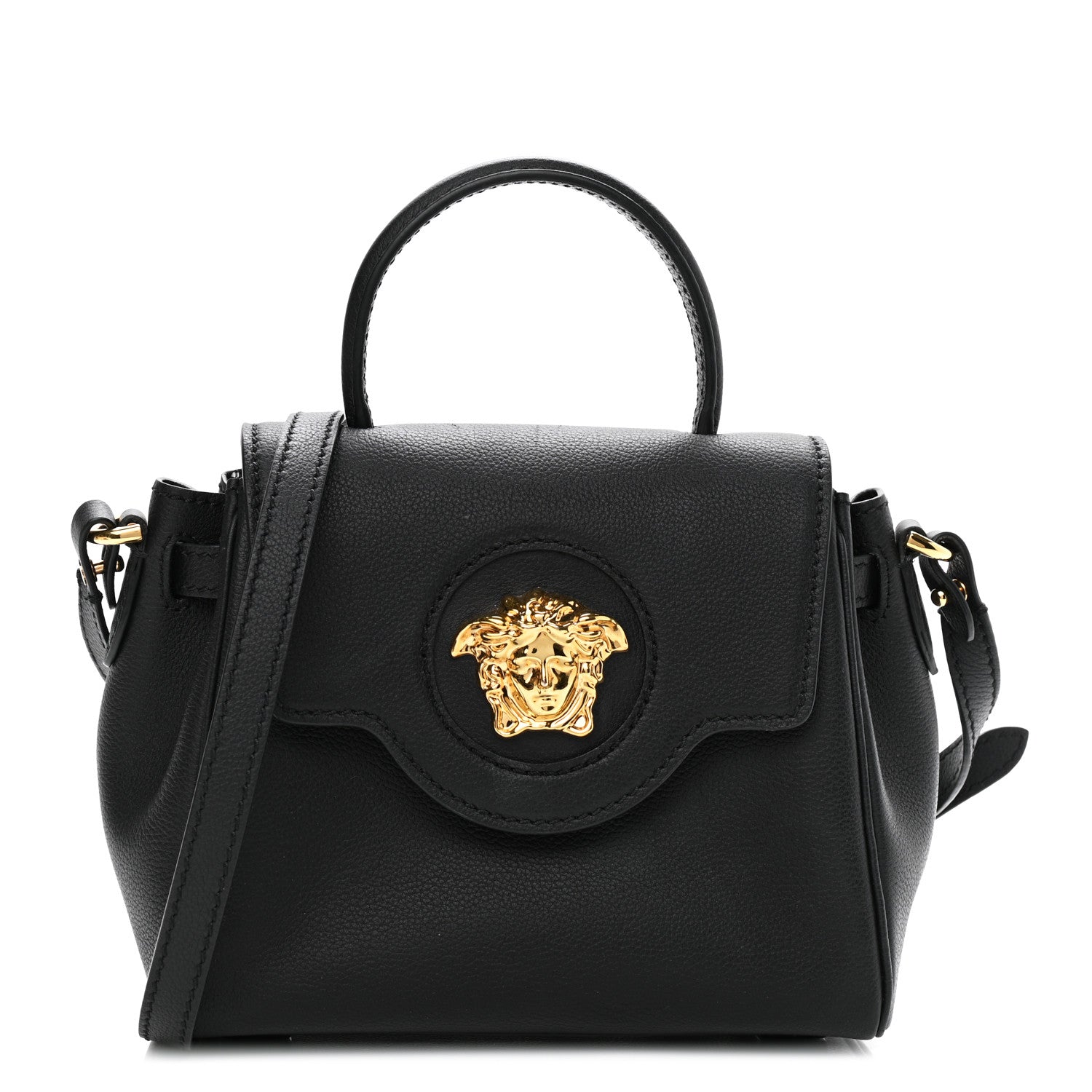 Versace Grained Calfskin Small La Medusa Top Handle Bag Black 1 of 12