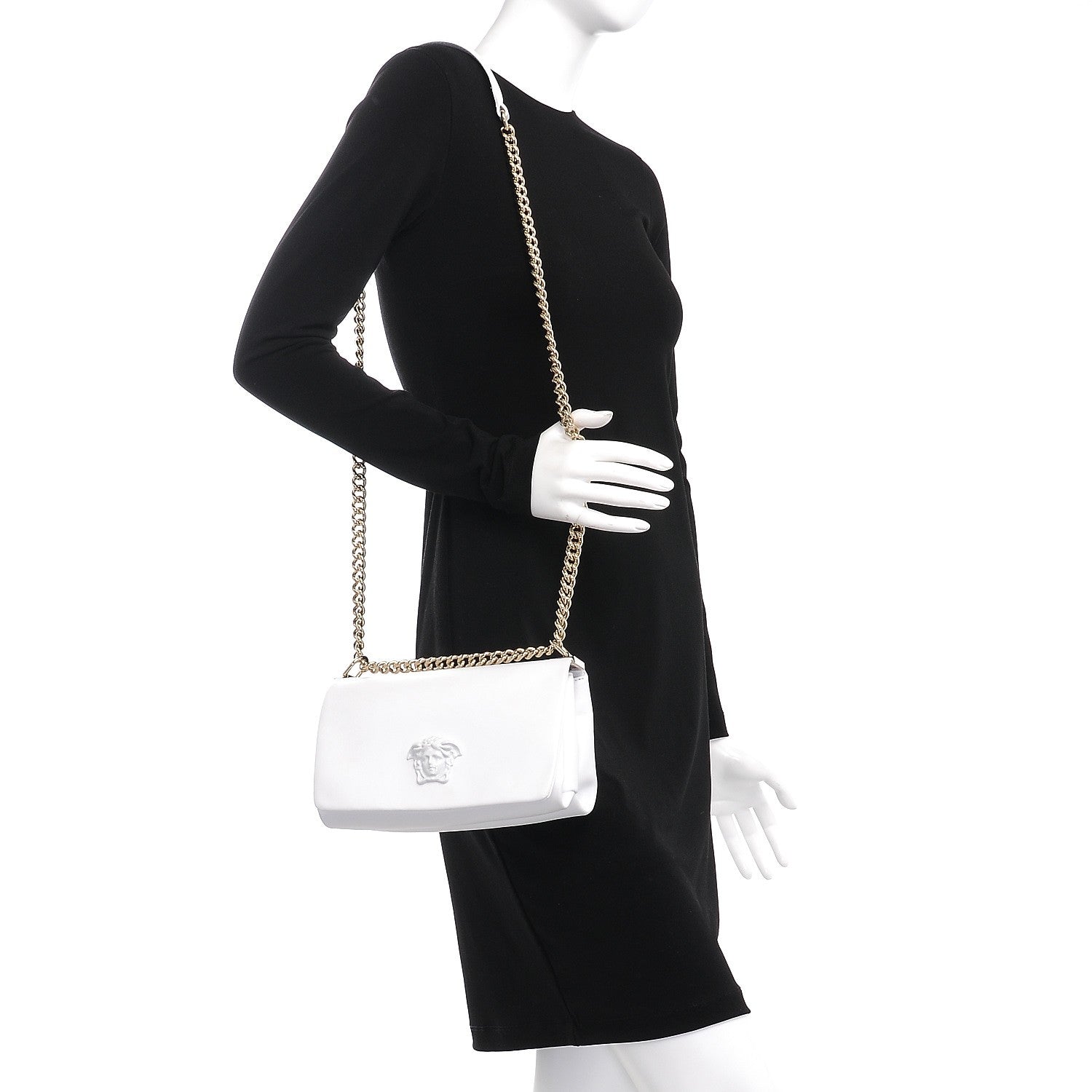 Versace Nappa Palazzo Sultan Shoulder Bag White 2 of 7